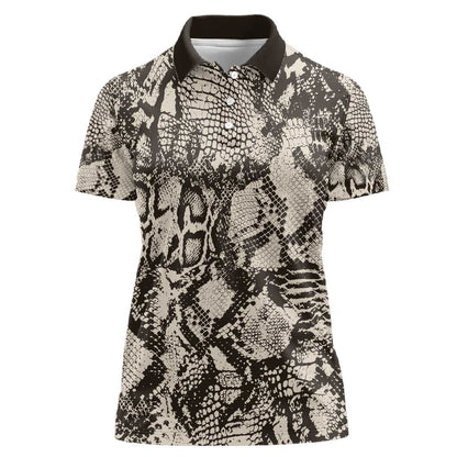 African Wild Animal Skins Women Polo Shirt Snake and Crocodile Mix Skin - African Pride