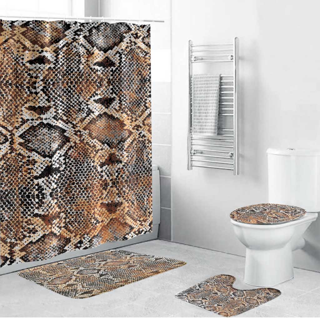 African Wild Animal Skins Bathroom Set Vintage Snake Skin Pattern