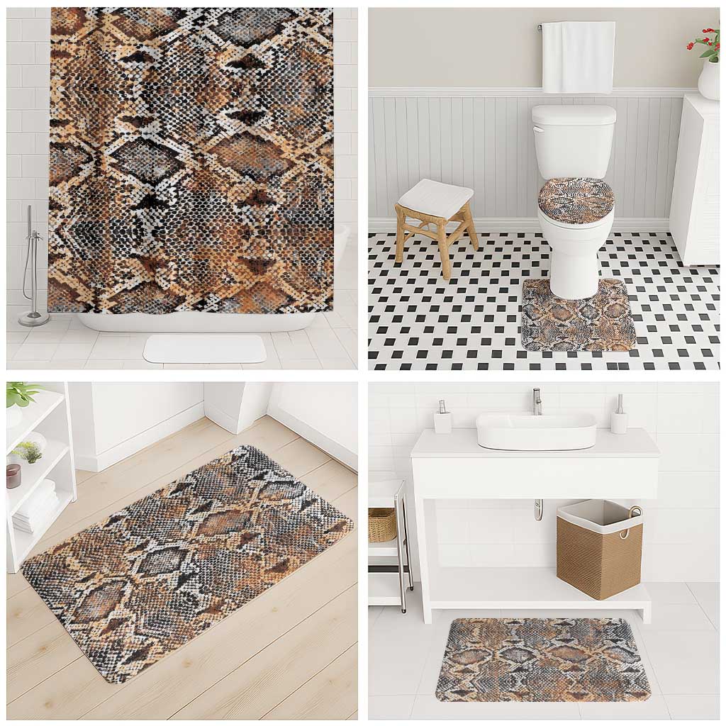 African Wild Animal Skins Bathroom Set Vintage Snake Skin Pattern
