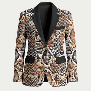 African Wild Animal Skins Blazer Vintage Snake Skin Pattern