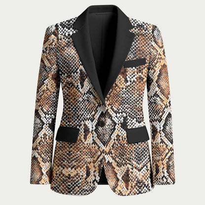 African Wild Animal Skins Blazer Vintage Snake Skin Pattern