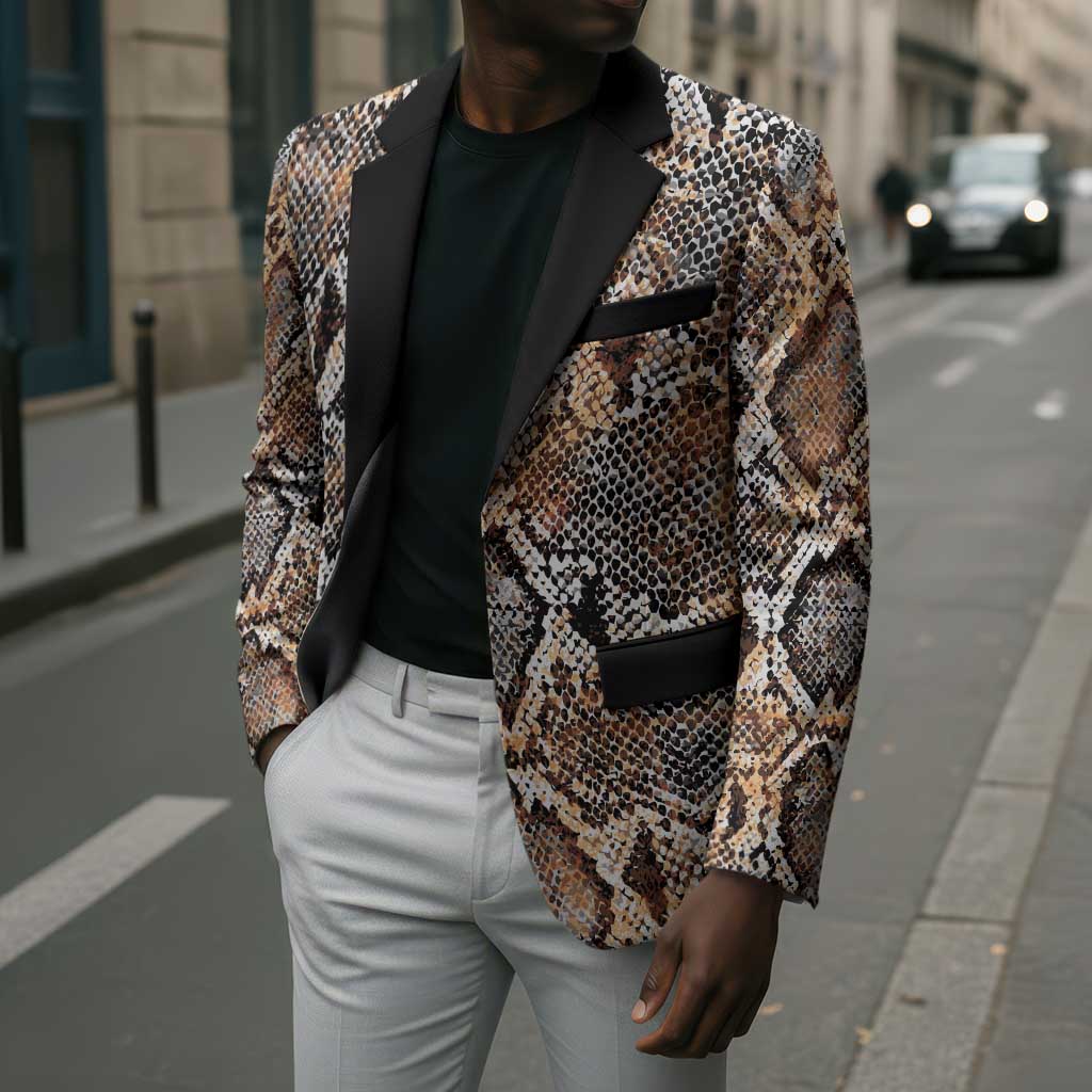 African Wild Animal Skins Blazer Vintage Snake Skin Pattern