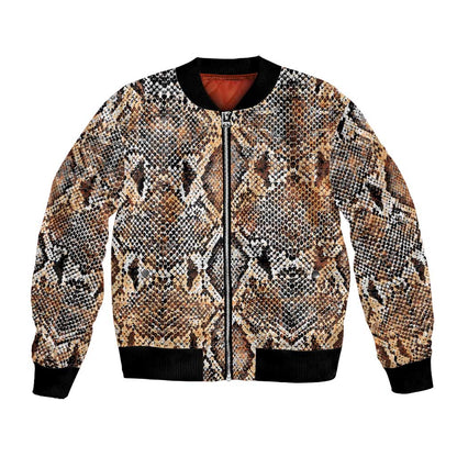 African Wild Animal Skins Bomber Jacket Vintage Snake Skin Pattern - African Pride