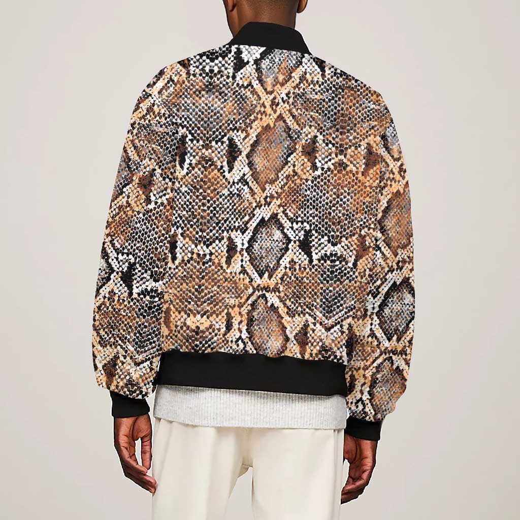 African Wild Animal Skins Bomber Jacket Vintage Snake Skin Pattern - African Pride