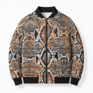 African Wild Animal Skins Bomber Puffer Jacket Vintage Snake Skin Pattern