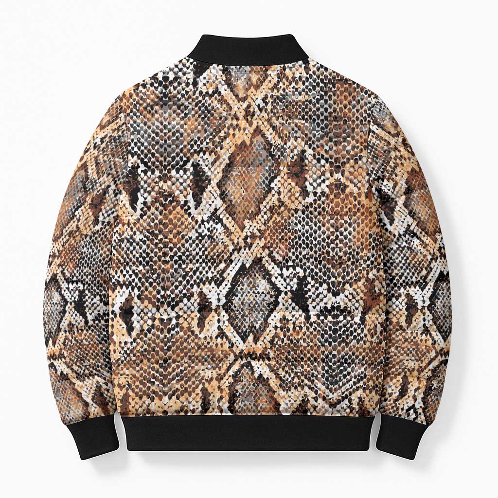 African Wild Animal Skins Bomber Puffer Jacket Vintage Snake Skin Pattern