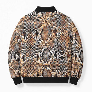 African Wild Animal Skins Bomber Puffer Jacket Vintage Snake Skin Pattern