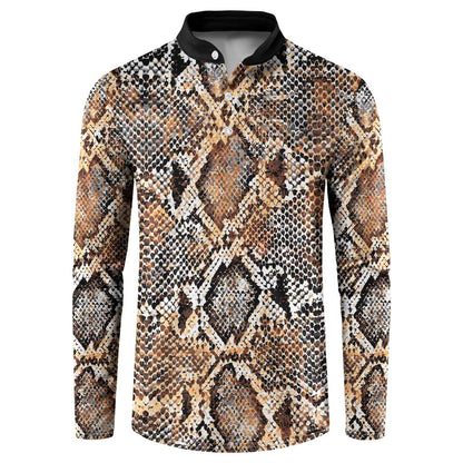 African Wild Animal Skins Button Sweatshirt Vintage Snake Skin Pattern
