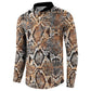 African Wild Animal Skins Button Sweatshirt Vintage Snake Skin Pattern