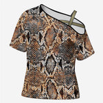 African Wild Animal Skins Cross Shoulder Shirt Vintage Snake Skin Pattern