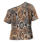 African Wild Animal Skins Cross Shoulder Shirt Vintage Snake Skin Pattern