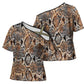 African Wild Animal Skins Cross Shoulder Shirt Vintage Snake Skin Pattern
