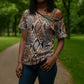African Wild Animal Skins Cross Shoulder Shirt Vintage Snake Skin Pattern