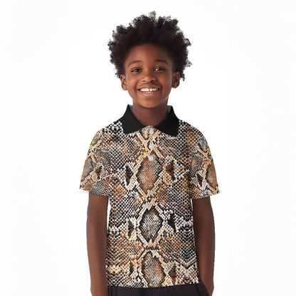 African Wild Animal Skins Kid Polo Shirt Vintage Snake Skin Pattern - African Pride
