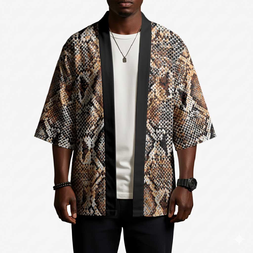 African Wild Animal Skins Kimono Vintage Snake Skin Pattern