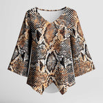 African Wild Animal Skins Kimono Sleeve Blouse Vintage Snake Skin Pattern