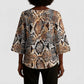 African Wild Animal Skins Kimono Sleeve Blouse Vintage Snake Skin Pattern