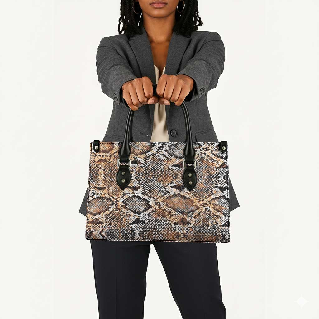 African Wild Animal Skins Leather Bag Vintage Snake Skin Pattern