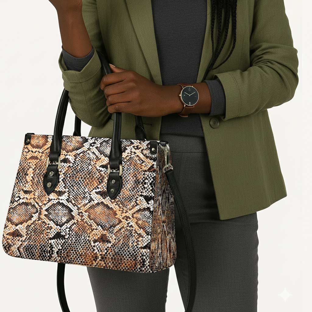 African Wild Animal Skins Leather Bag Vintage Snake Skin Pattern
