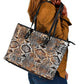 African Wild Animal Skins Leather Tote Bag Vintage Snake Skin Pattern - African Pride