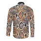 African Wild Animal Skins Long Sleeve Button Shirt Vintage Snake Skin Pattern - African Pride