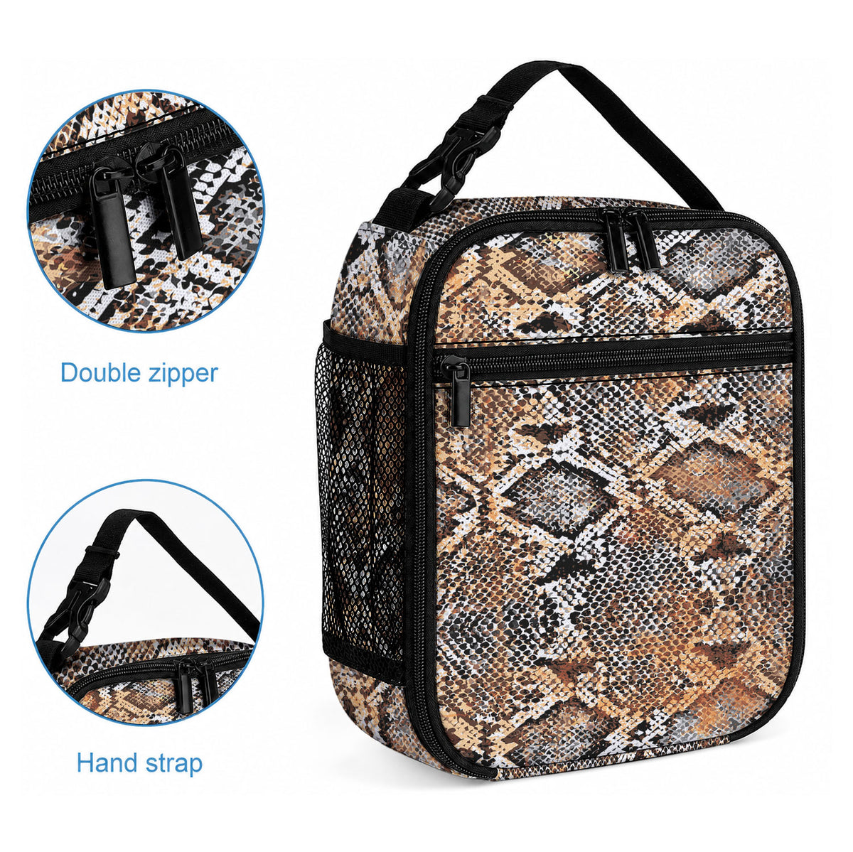 African Wild Animal Skins Lunch Bag Vintage Snake Skin Pattern