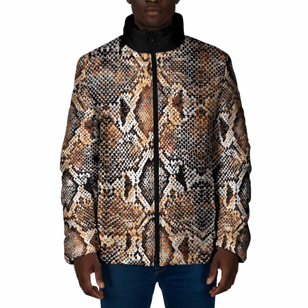African Wild Animal Skins Padded Jacket Vintage Snake Skin Pattern