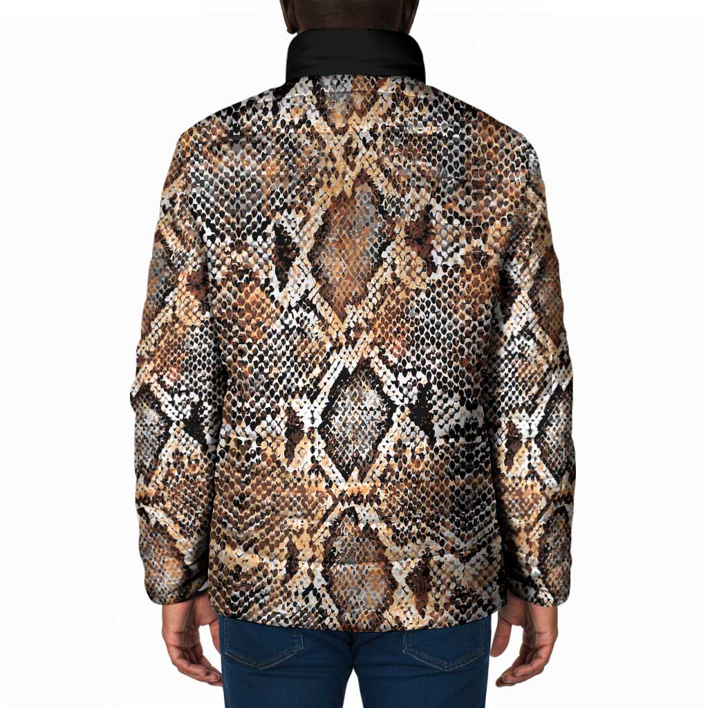 African Wild Animal Skins Padded Jacket Vintage Snake Skin Pattern