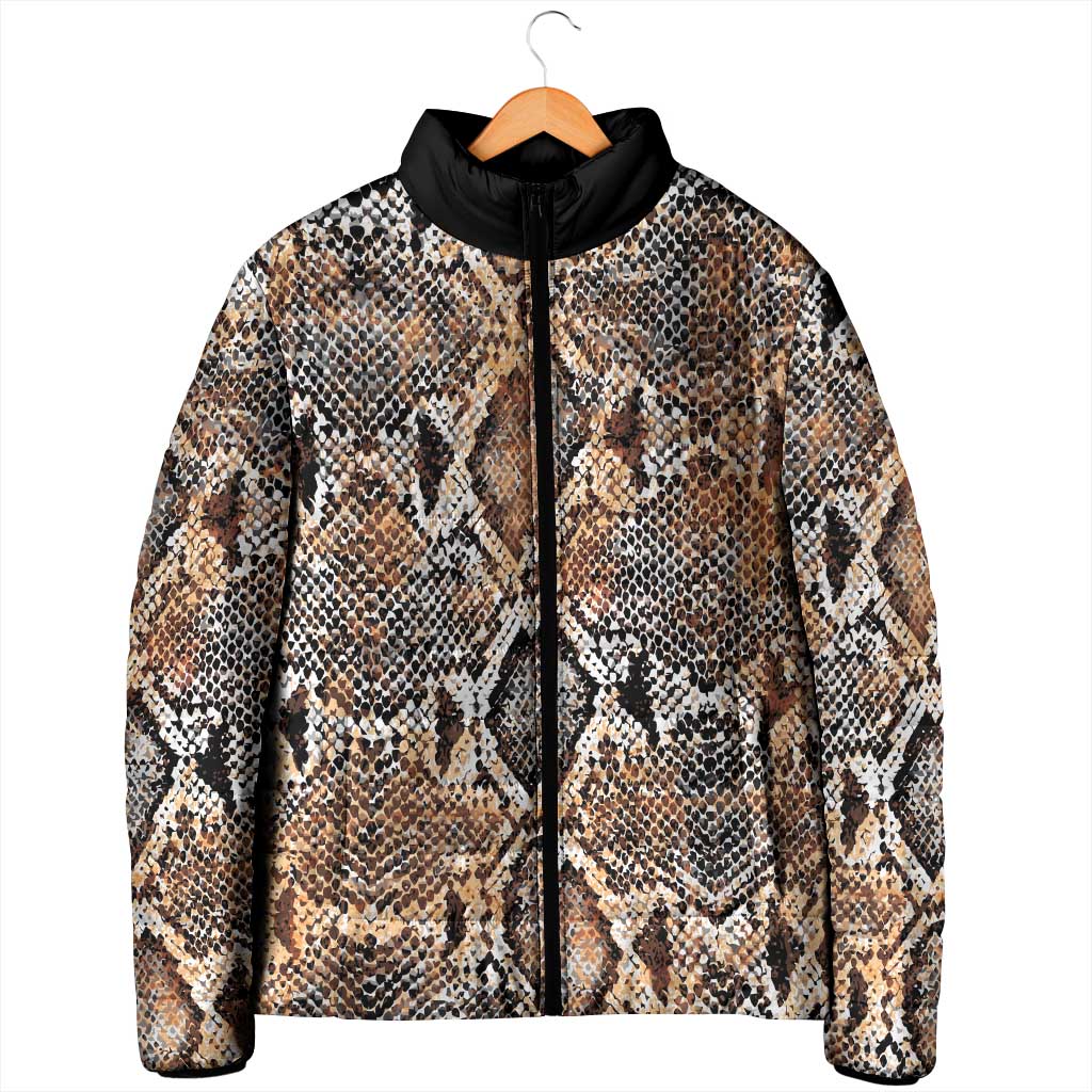 African Wild Animal Skins Padded Jacket Vintage Snake Skin Pattern