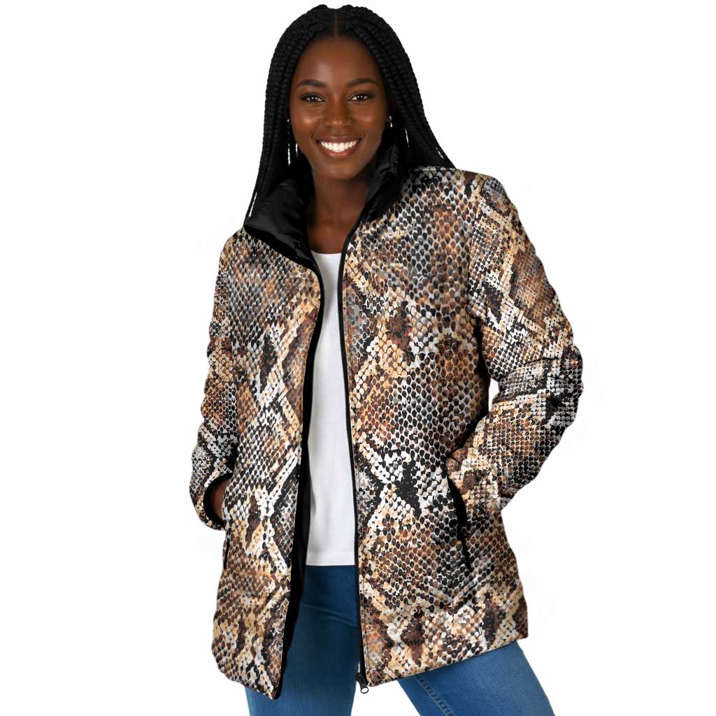 African Wild Animal Skins Padded Jacket Vintage Snake Skin Pattern