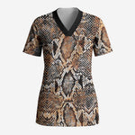 African Wild Animal Skins Scrub Top Vintage Snake Skin Pattern