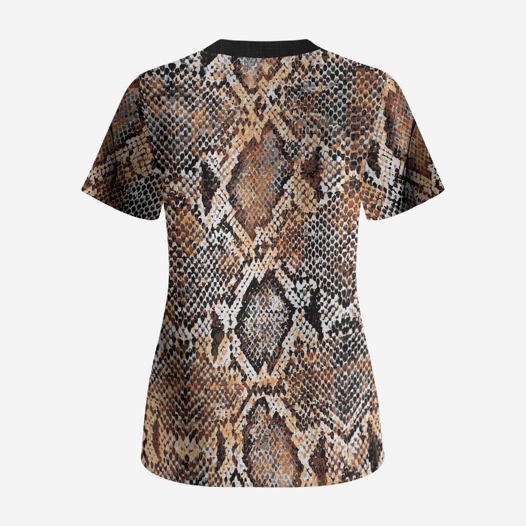 African Wild Animal Skins Scrub Top Vintage Snake Skin Pattern