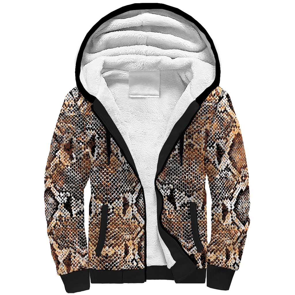 African Wild Animal Skins Sherpa Hoodie Vintage Snake Skin Pattern - African Pride