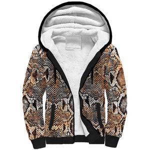 African Wild Animal Skins Sherpa Hoodie Vintage Snake Skin Pattern - African Pride