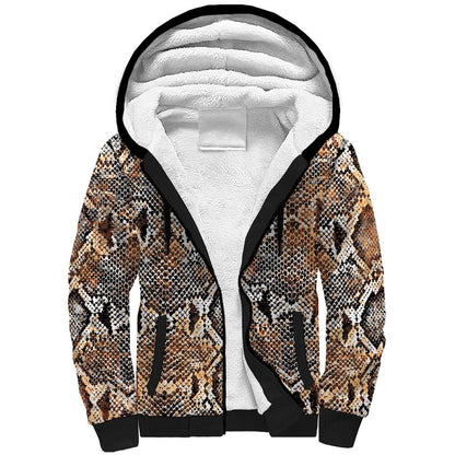 African Wild Animal Skins Sherpa Hoodie Vintage Snake Skin Pattern - African Pride
