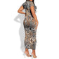 African Wild Animal Skins Short Sleeve Bodycon Dress Vintage Snake Skin Pattern - African Pride