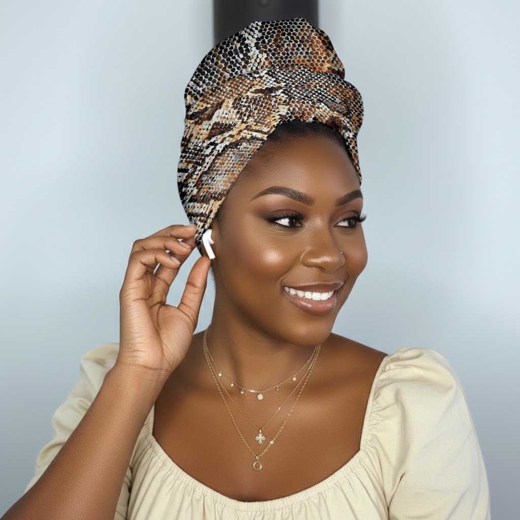 African Wild Animal Skins Simple Headwrap Vintage Snake Skin Pattern