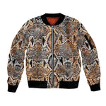 African Wild Animal Skins Sleeve Zip Bomber Jacket Vintage Snake Skin Pattern - African Pride