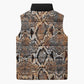 African Wild Animal Skins Sleeveless Puffer Jacket Vintage Snake Skin Pattern