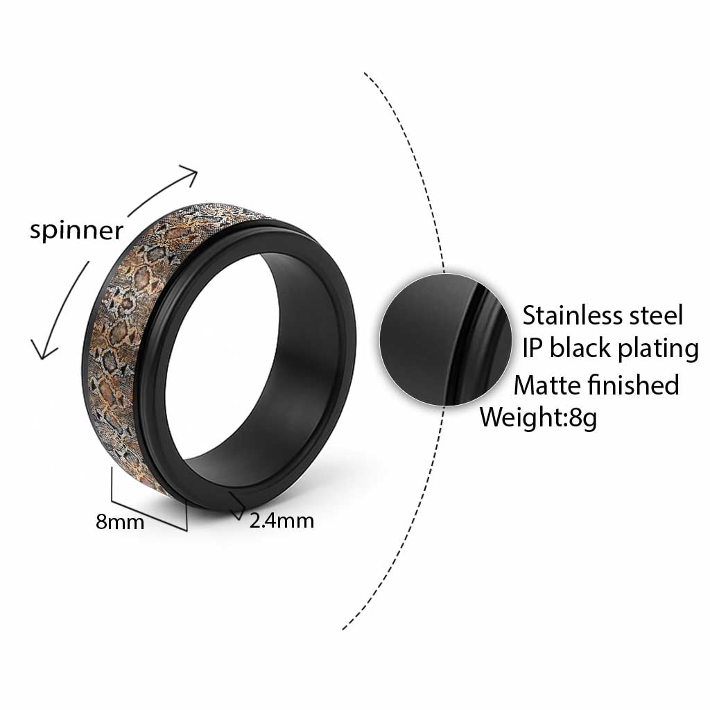 African Wild Animal Skins Spinner Ring Vintage Snake Skin Pattern - African Pride