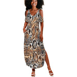 African Wild Animal Skins Summer Maxi Dress Vintage Snake Skin Pattern - African Pride