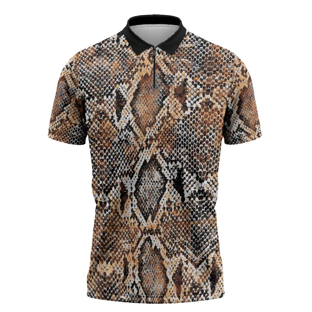 African Wild Animal Skins Zipper Polo Shirt Vintage Snake Skin Pattern