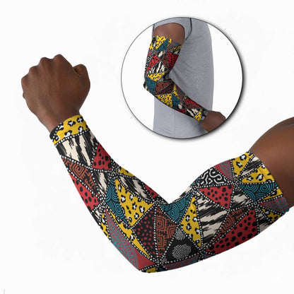 African Wild Animal Skins Arm Sleeves Triangles Pattern Afro Pattern Style