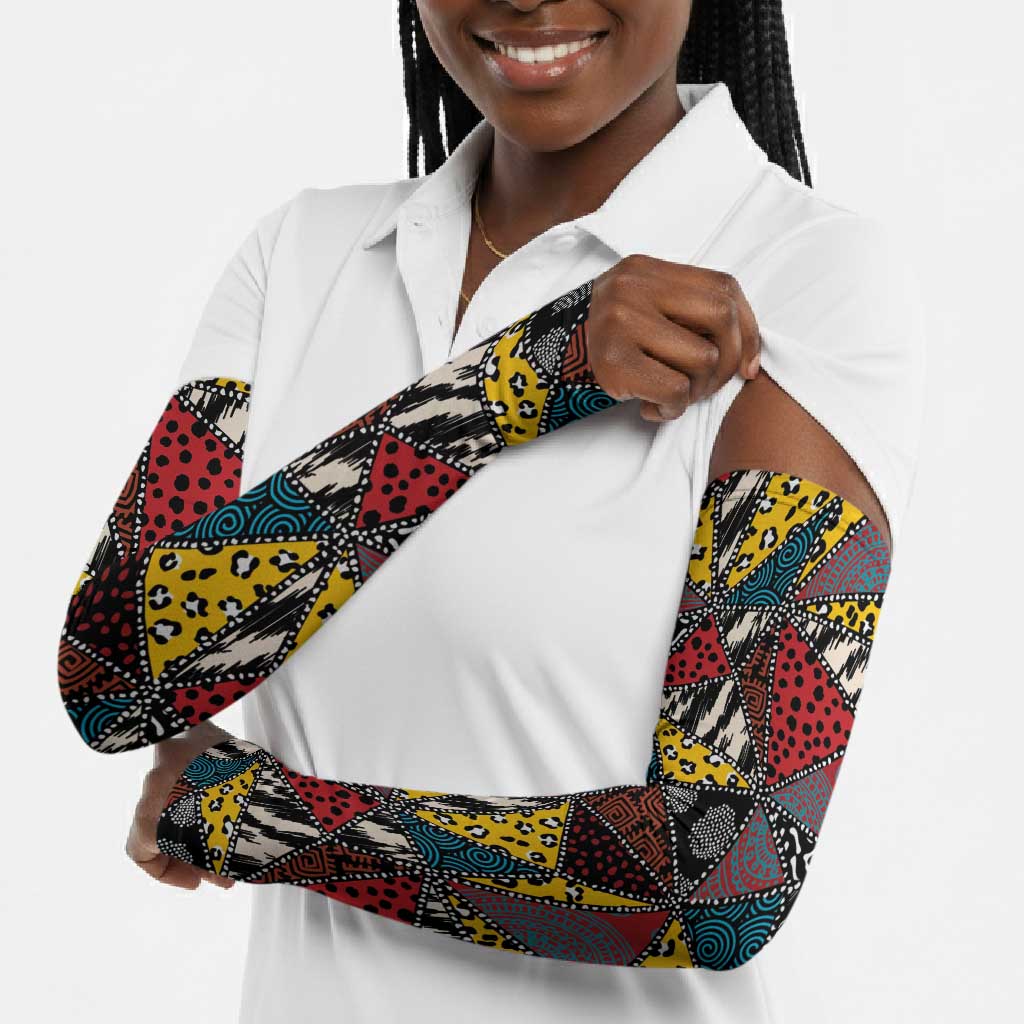 African Wild Animal Skins Arm Sleeves Triangles Pattern Afro Pattern Style