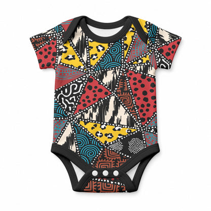 African Wild Animal Skins Baby Onesie Triangles Pattern Afro Pattern Style