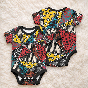 African Wild Animal Skins Baby Onesie Triangles Pattern Afro Pattern Style