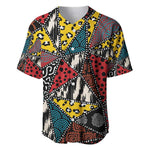 African Wild Animal Skins Baseball Jersey Triangles Pattern Afro Pattern Style - African Pride