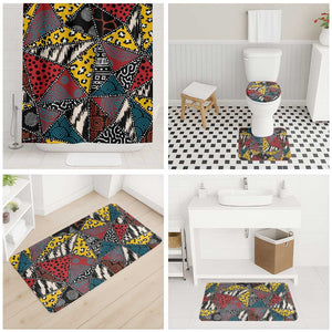 African Wild Animal Skins Bathroom Set Triangles Pattern Afro Pattern Style