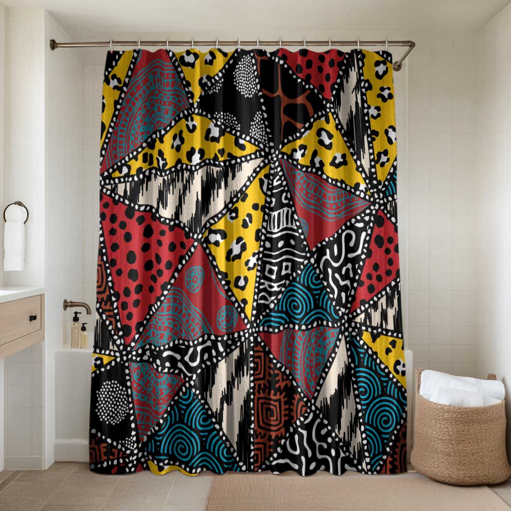African Wild Animal Skins Bathroom Set Triangles Pattern Afro Pattern Style