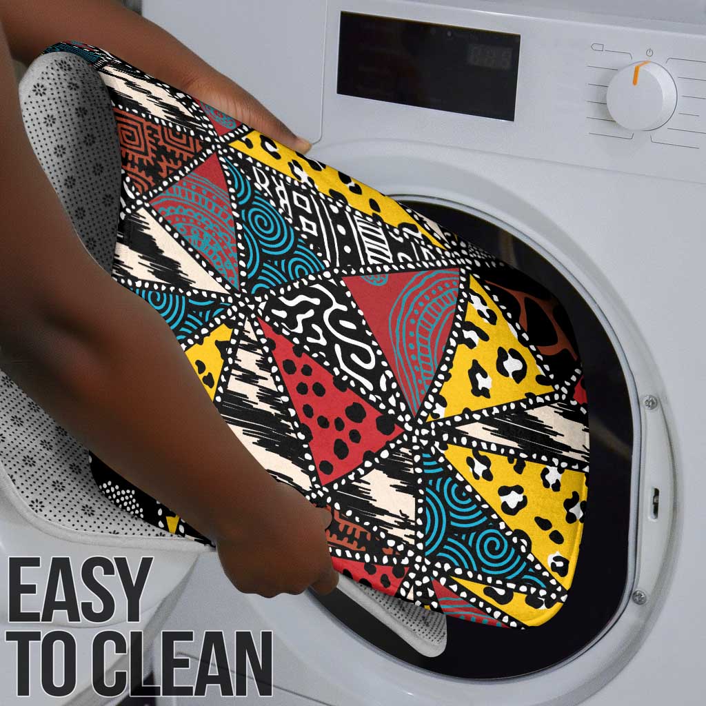 African Wild Animal Skins Bathroom Set Triangles Pattern Afro Pattern Style
